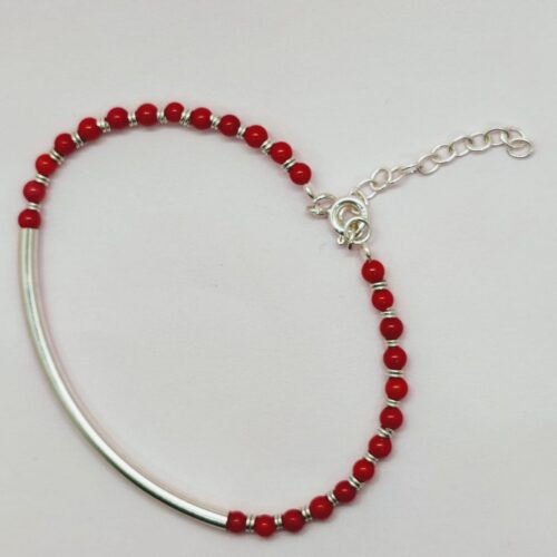 Bolitas cristal rojo -arco de plata