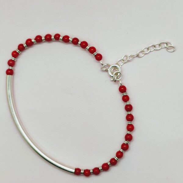 Bolitas cristal rojo -arco de plata