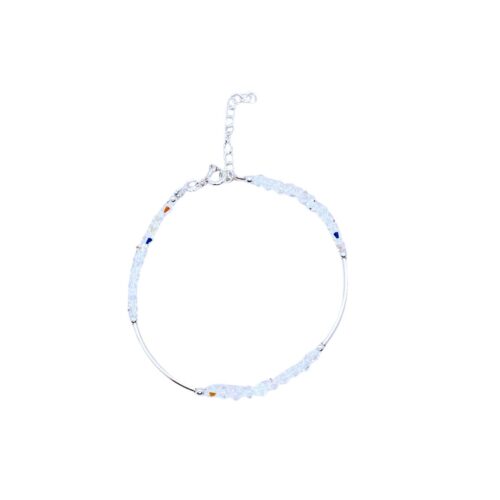 PulseraCristal nacar -dos arcos de plata