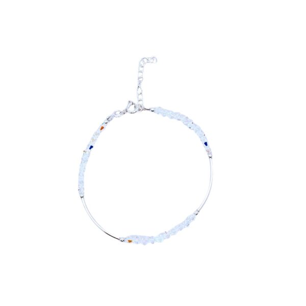 PulseraCristal nacar -dos arcos de plata